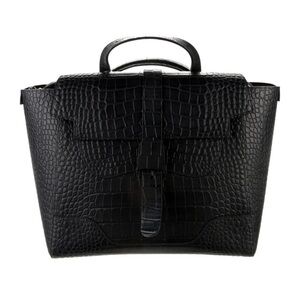 Senreve Black Croc-Embossed Backpack